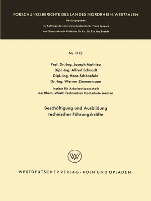 cover image of Beschäftigung und Ausbildung technischer Führungskräfte